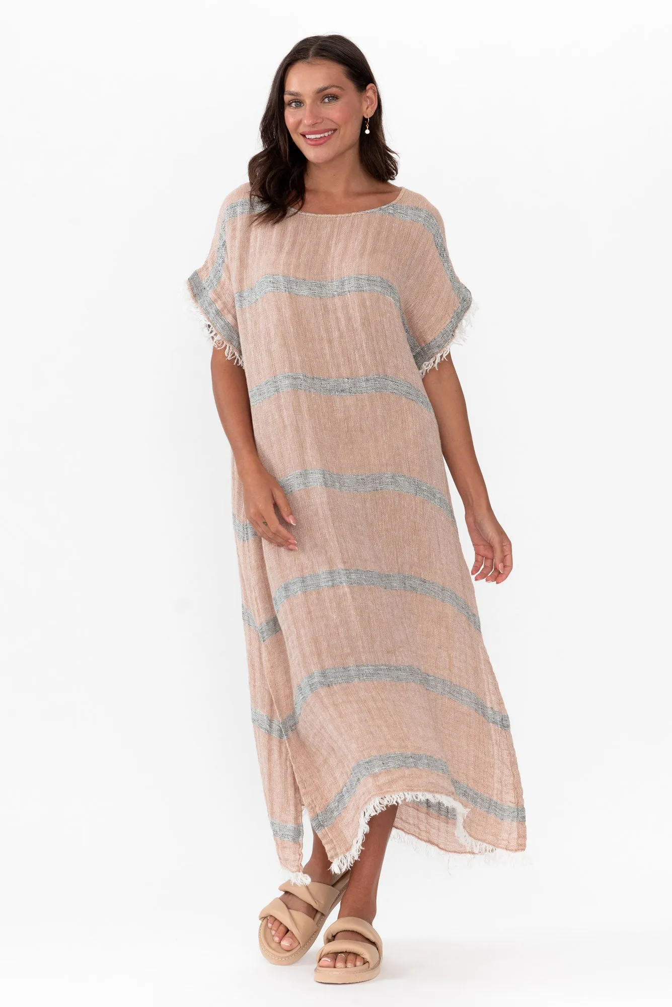 Galene Pink Stripe Linen Dress sold by Blue Bungalow product image thumbnail 2