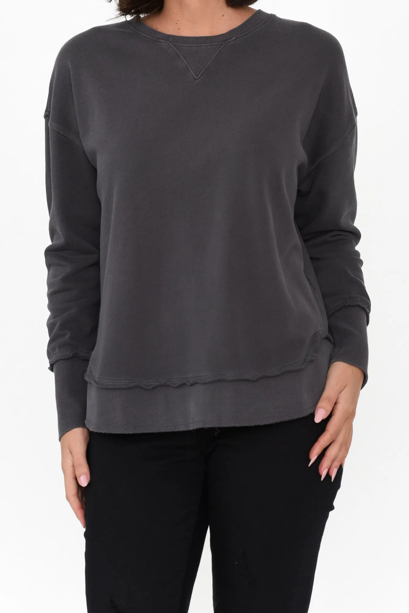 Delilah Charcoal Cotton Crewneck Jumper sold by Blue Bungalow product image thumbnail 5