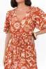 Barbara Rust Geo Flutter Sleeve Dress sold by Blue Bungalow