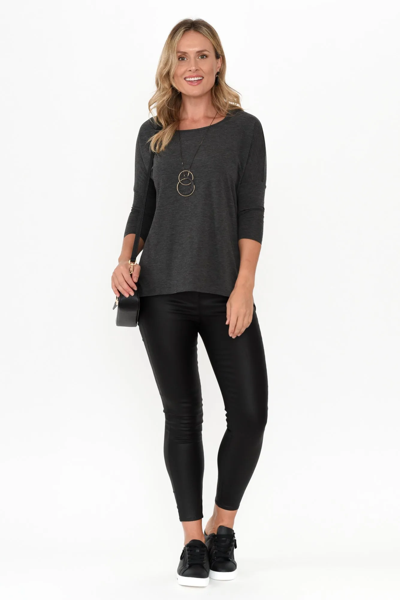 Charcoal Milan 3/4 Sleeve Top sold by Blue Bungalow product image thumbnail 2