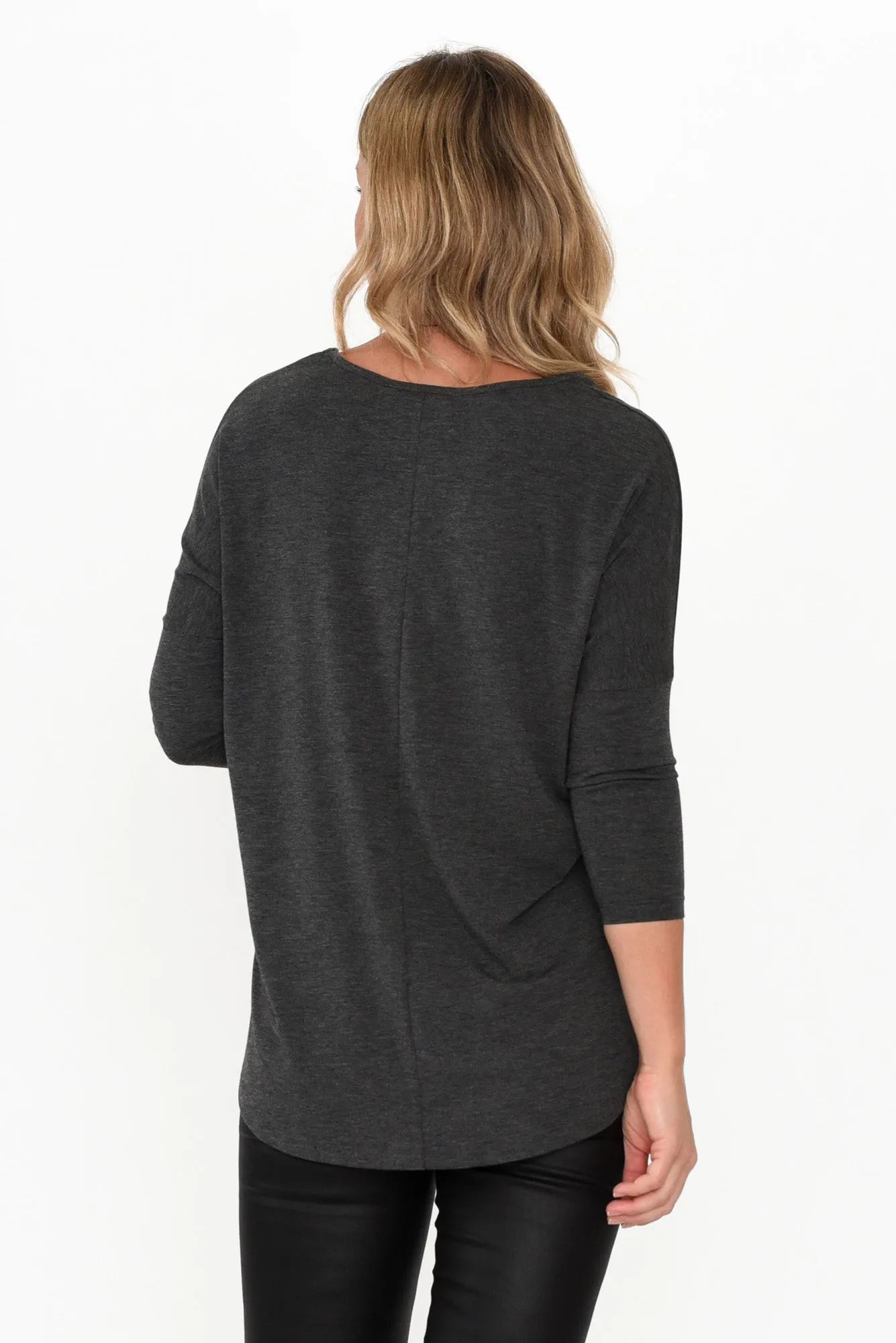 Charcoal Milan 3/4 Sleeve Top sold by Blue Bungalow product image thumbnail 4
