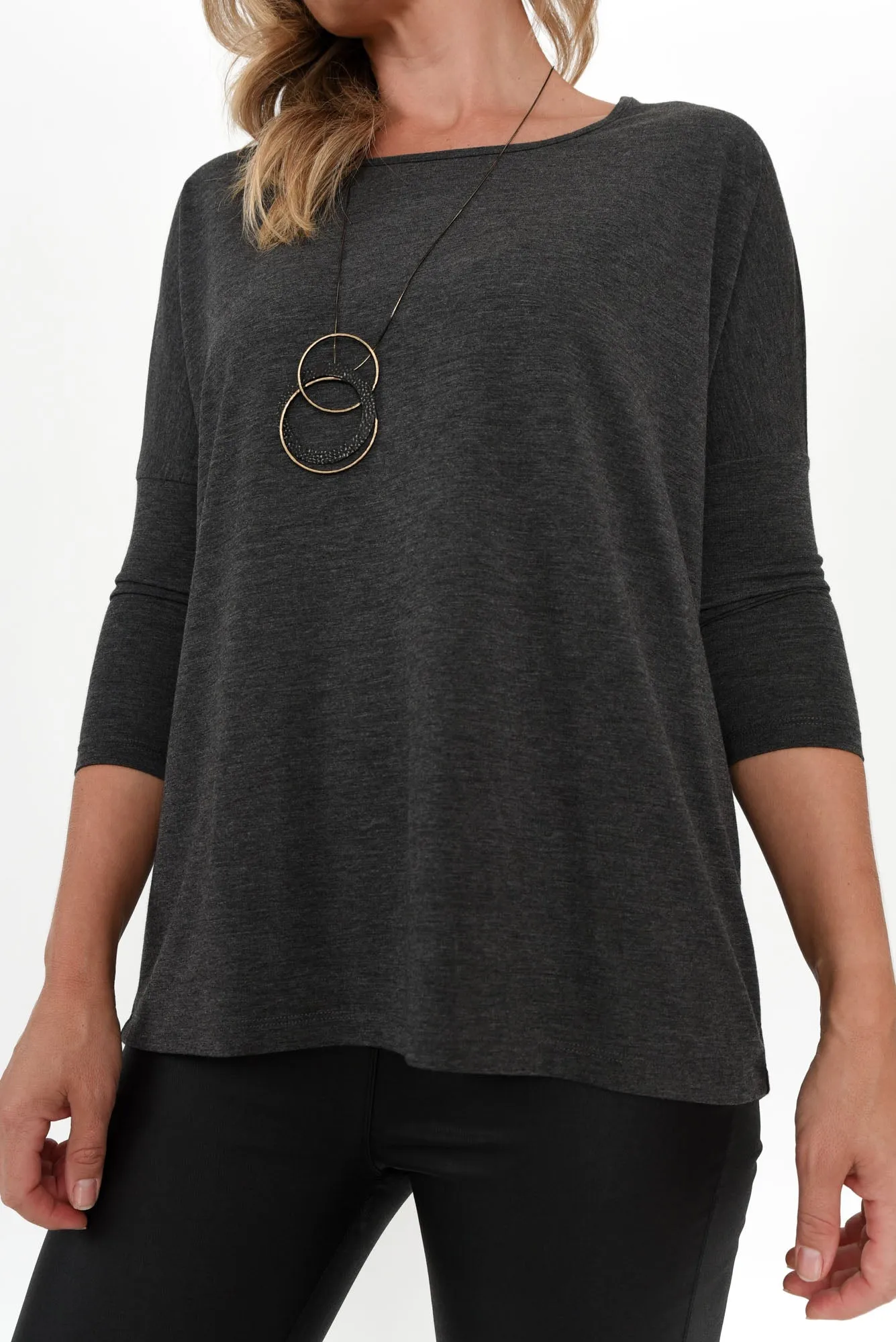 Charcoal Milan 3/4 Sleeve Top sold by Blue Bungalow product image thumbnail 5