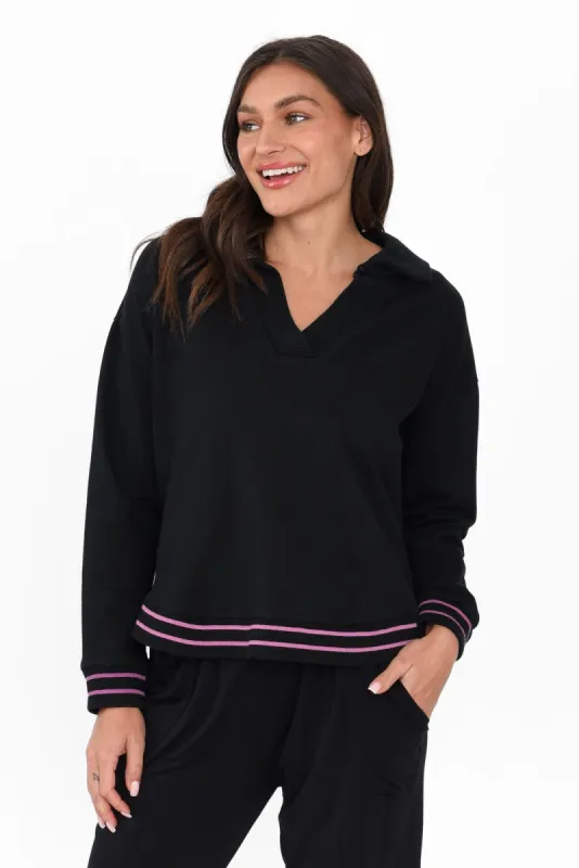 Katra Black Trim Cotton Blend Top sold by Blue Bungalow