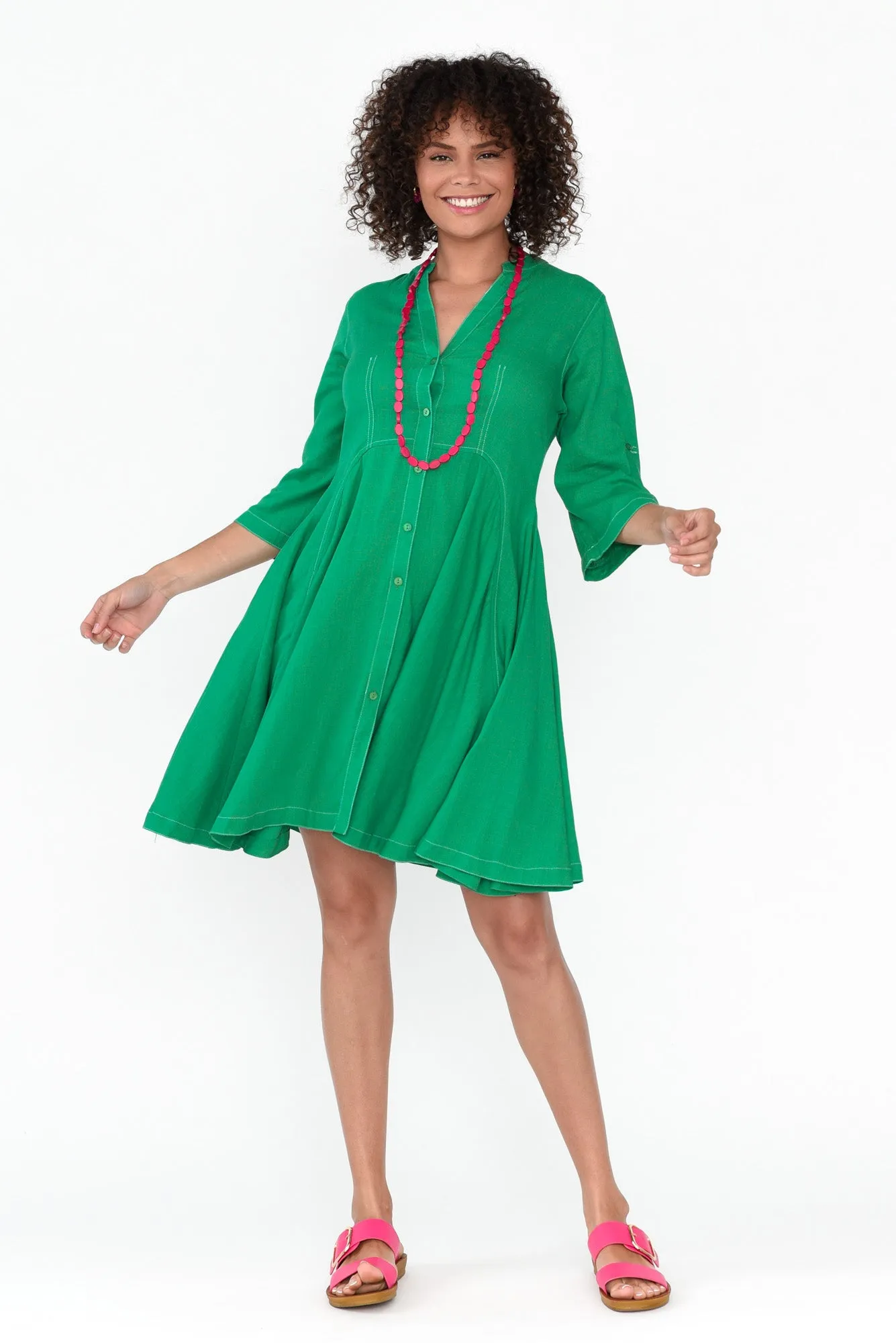 Argon Green Contrast Stitch Dress sold by Blue Bungalow