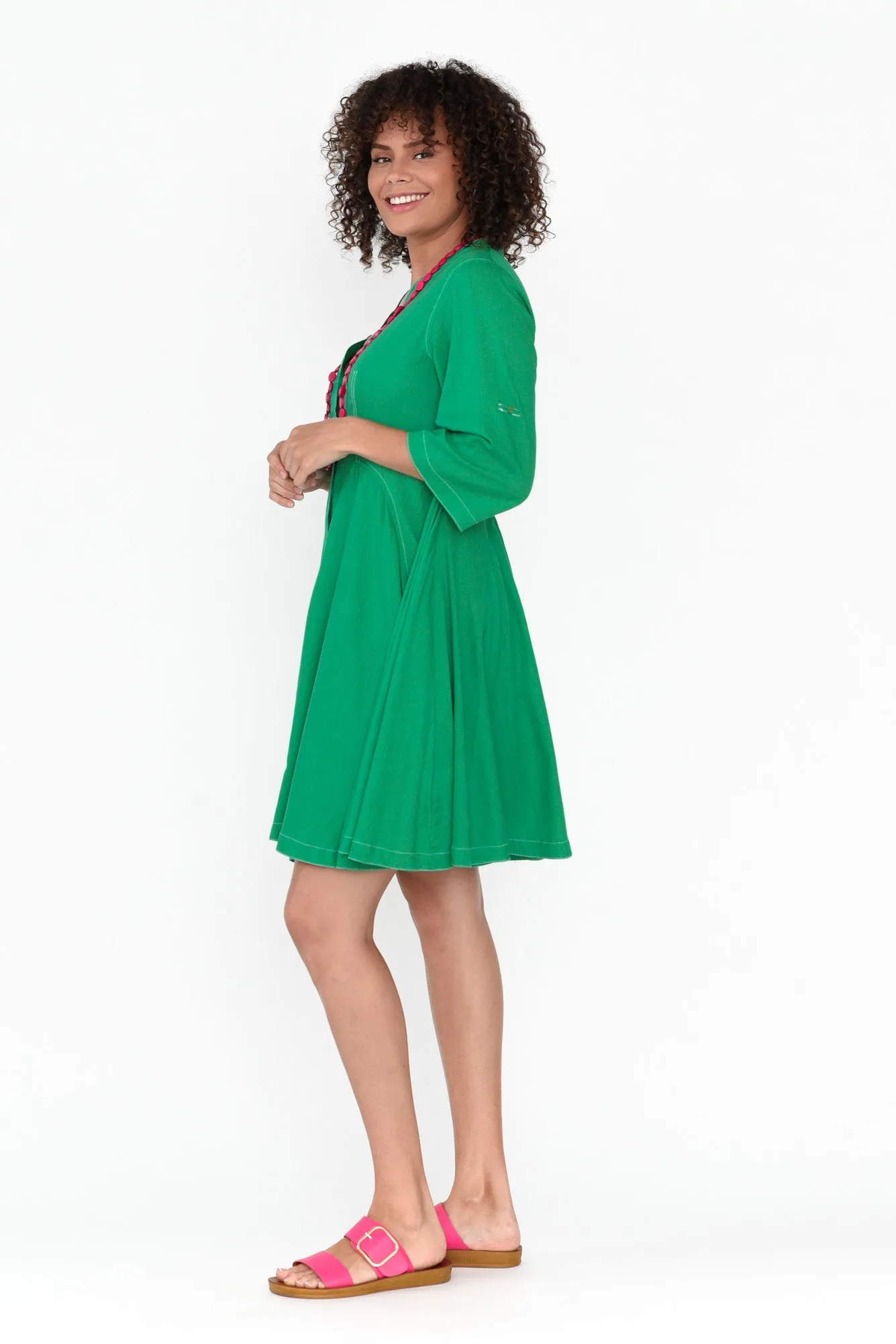 Argon Green Contrast Stitch Dress sold by Blue Bungalow product image thumbnail 2