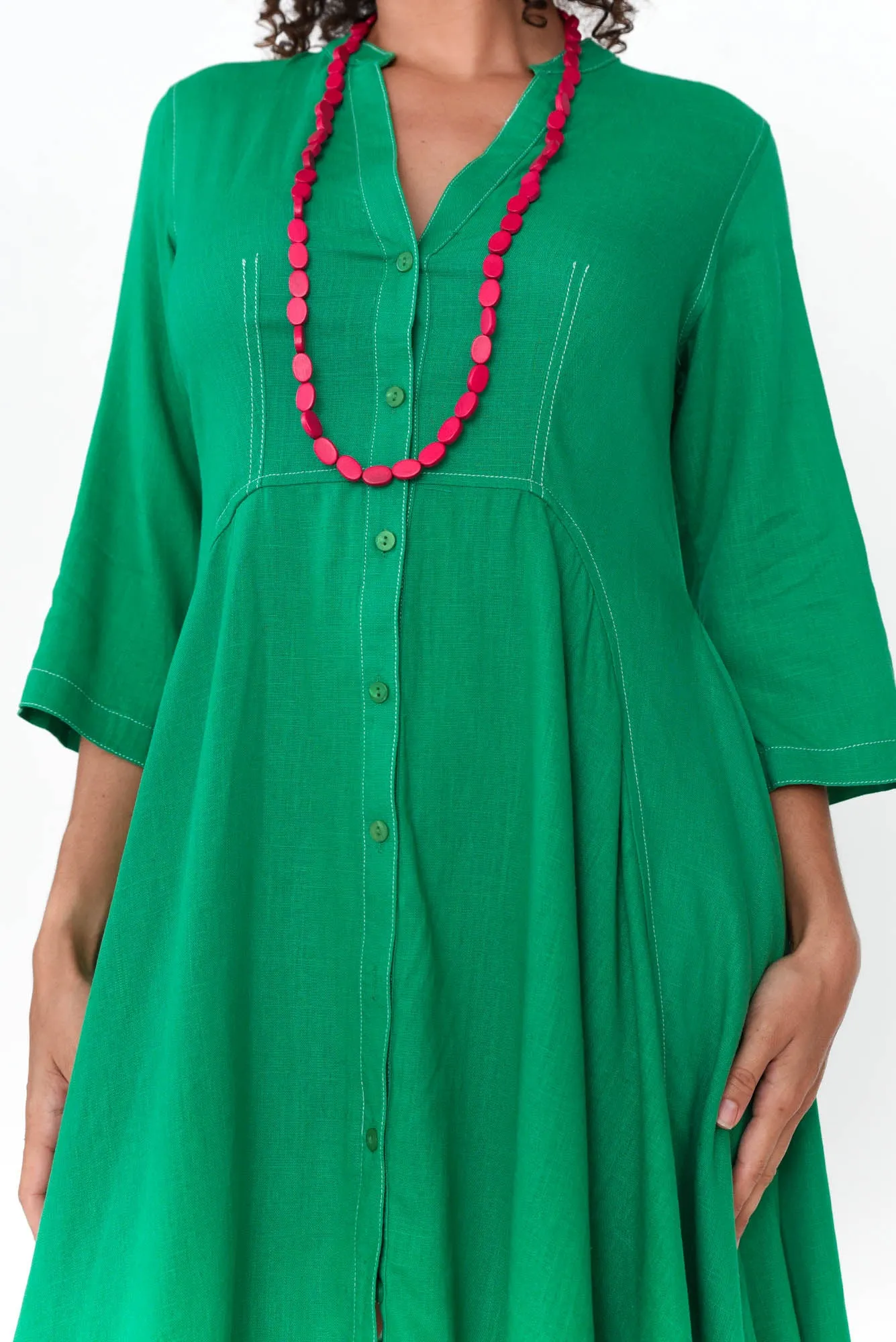 Argon Green Contrast Stitch Dress sold by Blue Bungalow product image thumbnail 4