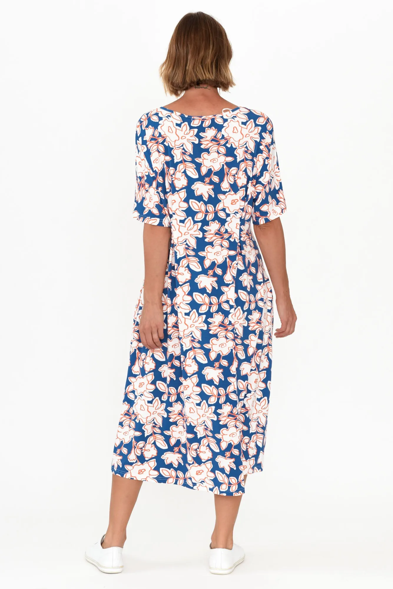 Godfrey Cobalt Flower Bamboo Dress sold by Blue Bungalow product image thumbnail 5