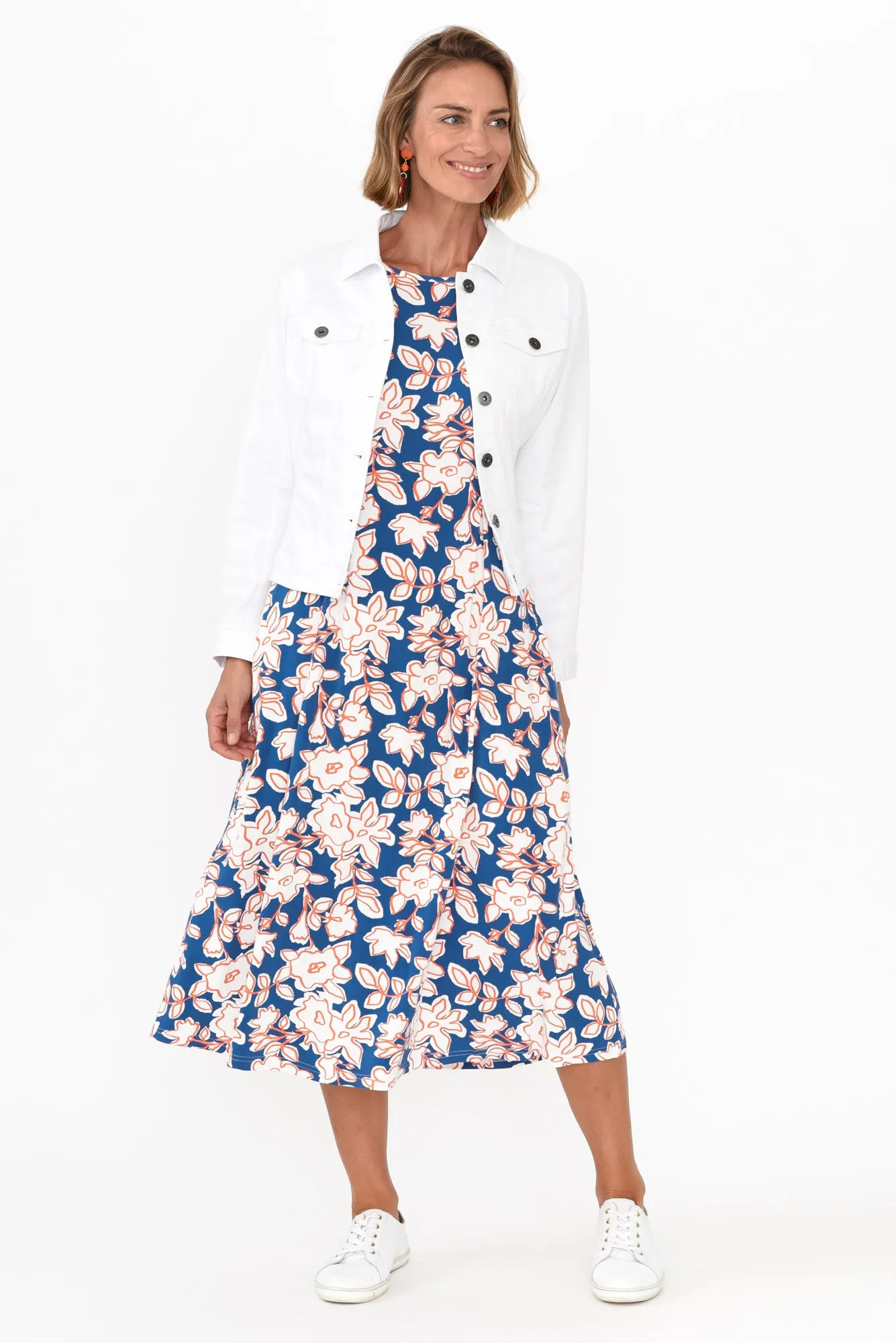 Godfrey Cobalt Flower Bamboo Dress sold by Blue Bungalow product image thumbnail 3