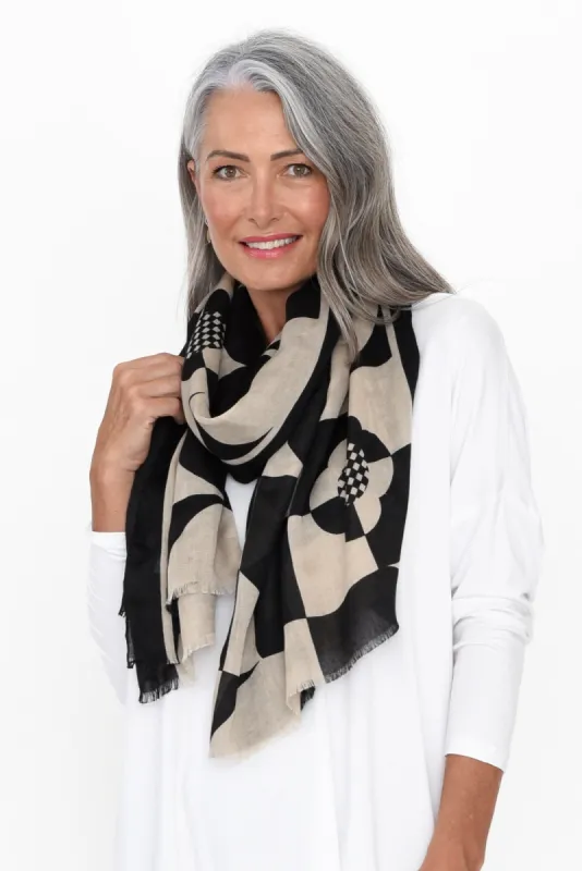 Fortune Black Floral Scarf sold by Blue Bungalow