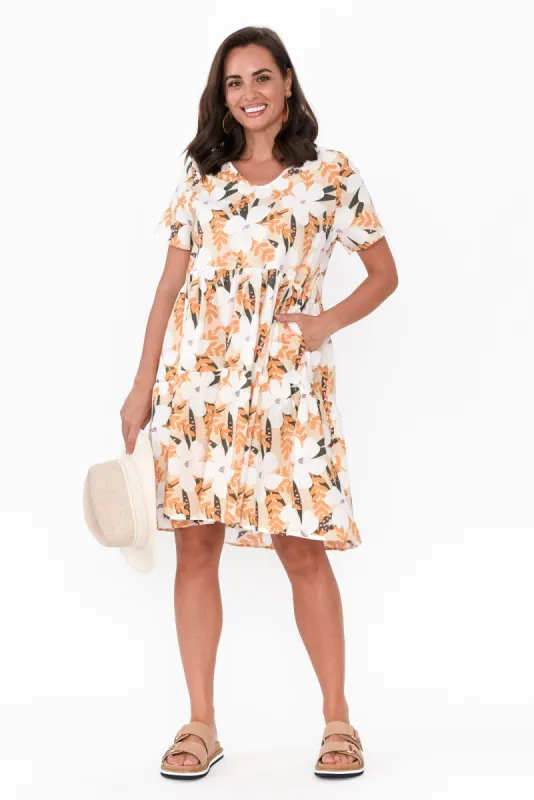 Kienna White Blossom Cotton Poplin Dress sold by Blue Bungalow