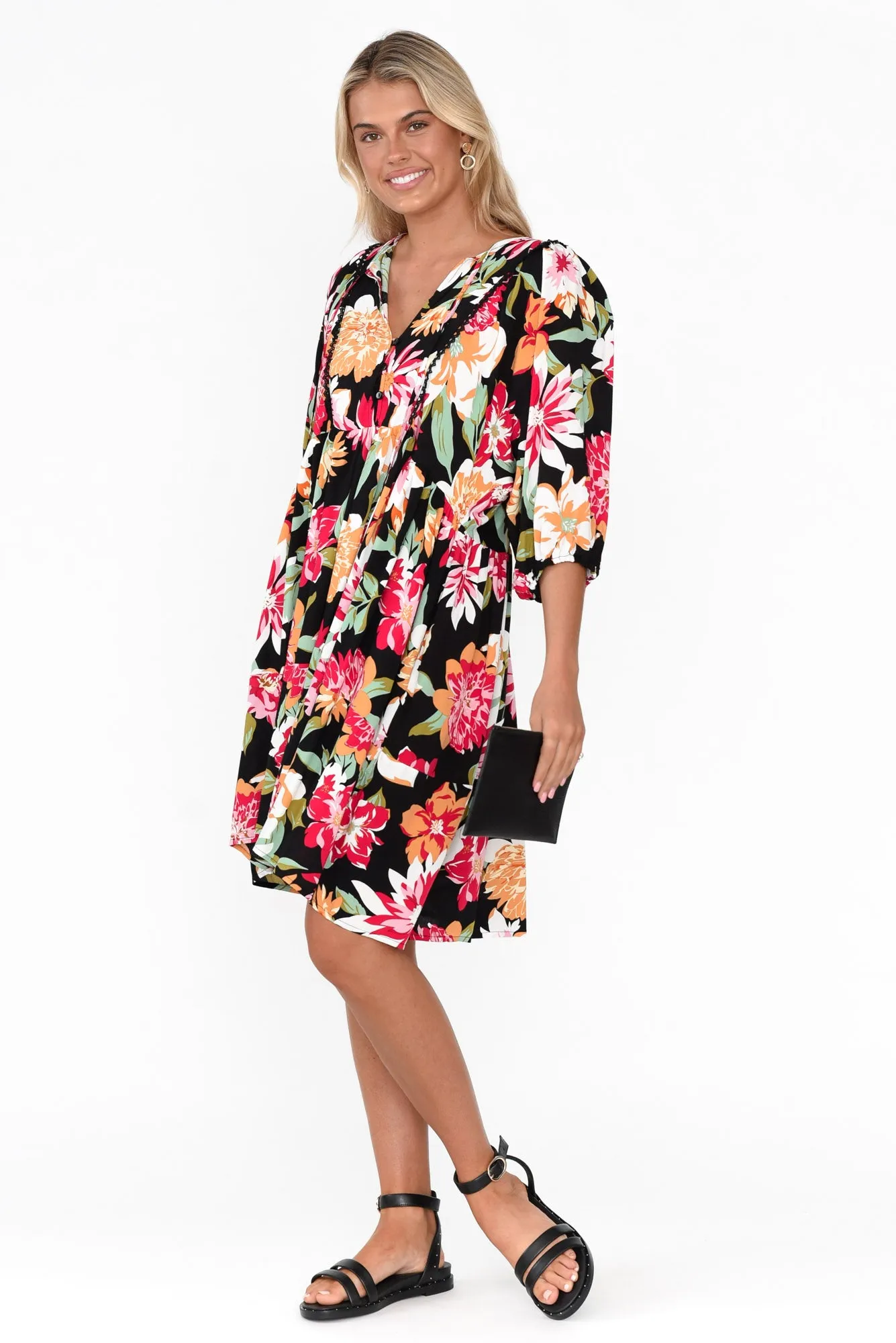Lyric Black Blossom Pocket Dress sold by Blue Bungalow