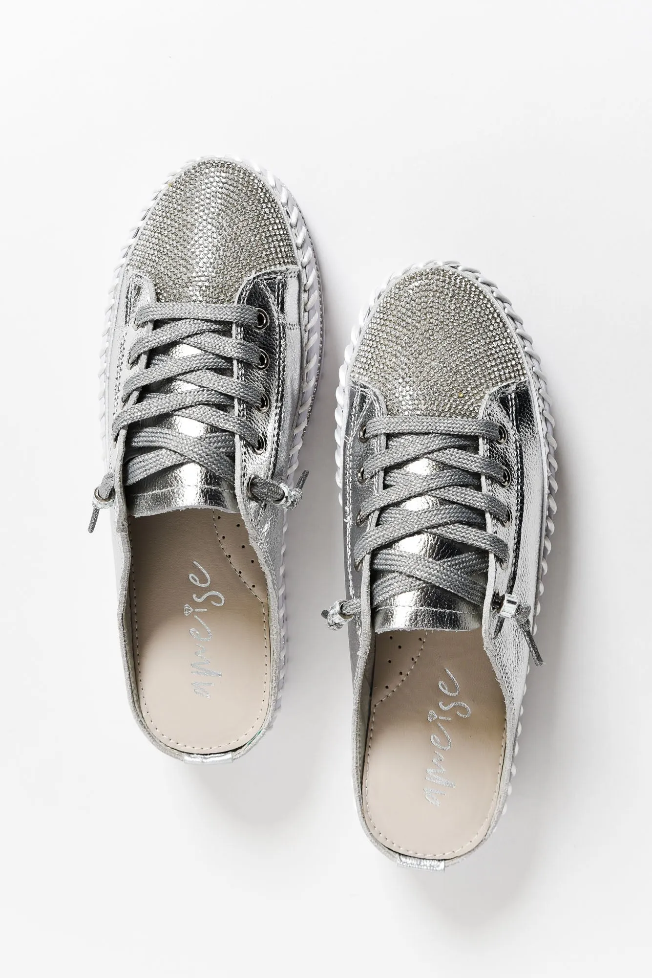 Sarah Silver Leather Mule Sneaker | Parallel