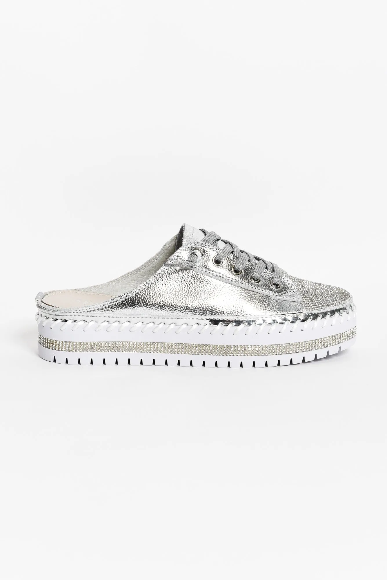 Sarah Silver Leather Mule Sneaker sold by Blue Bungalow product image thumbnail 3