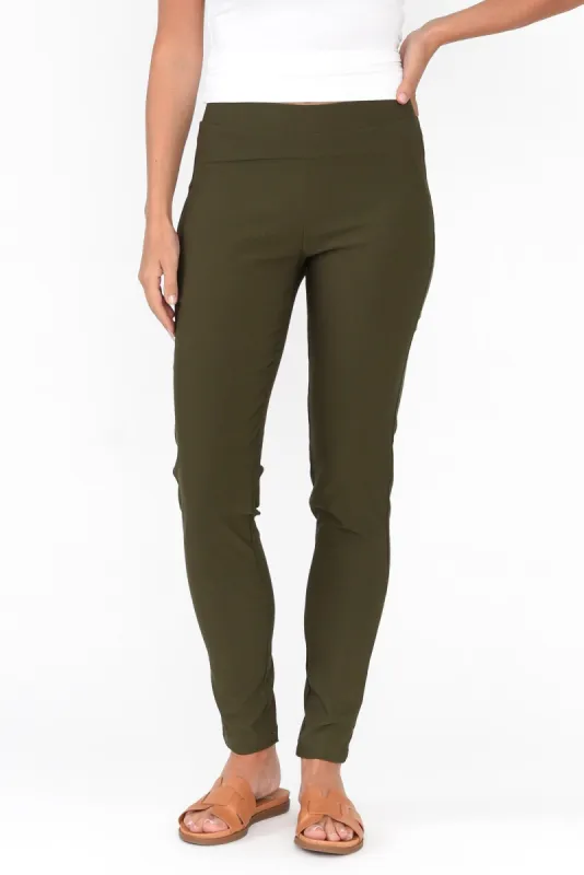 Olympia Khaki Straight Pants sold by Blue Bungalow