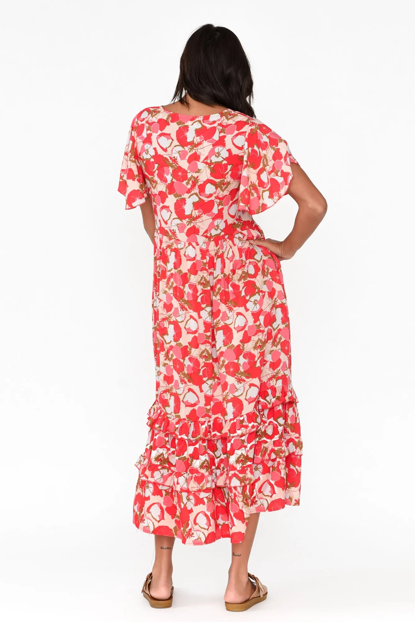Akira Red Bloom Button Tier Dress sold by Blue Bungalow product image thumbnail 5