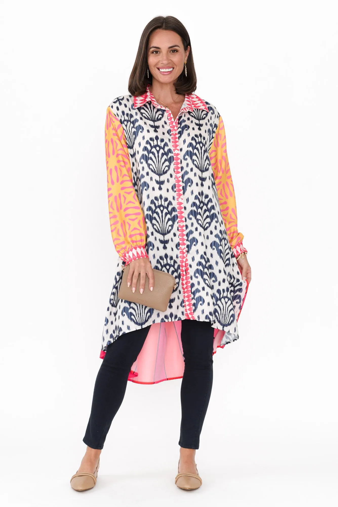Samantha Navy Mosaic Tunic sold by Blue Bungalow