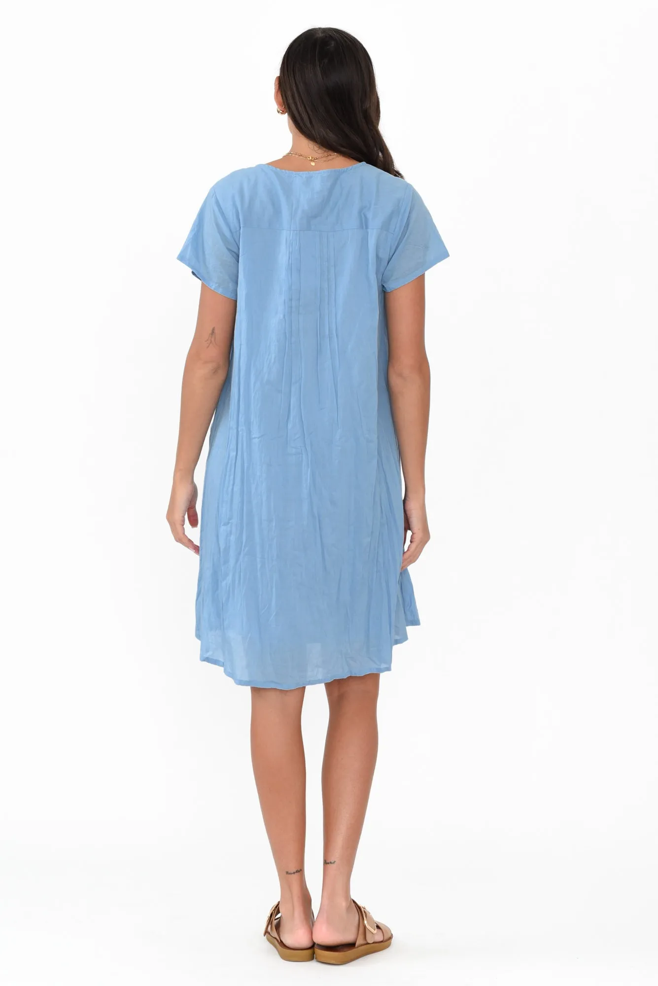 Sabina Light Blue Crinkle Cotton Dress sold by Blue Bungalow product image thumbnail 4