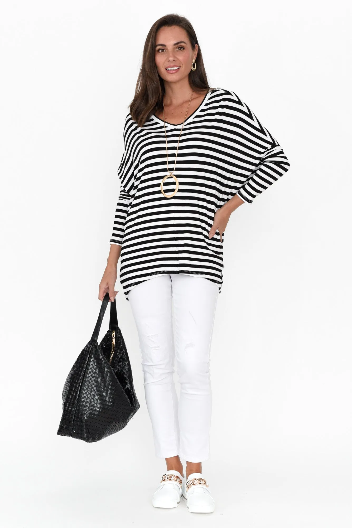 Kyoto Black Stripe Long Sleeve Tee sold by Blue Bungalow product image thumbnail 3