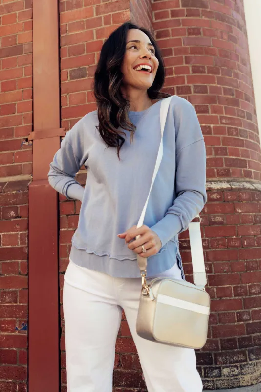 Delilah Light Blue Cotton Crewneck Jumper sold by Blue Bungalow
