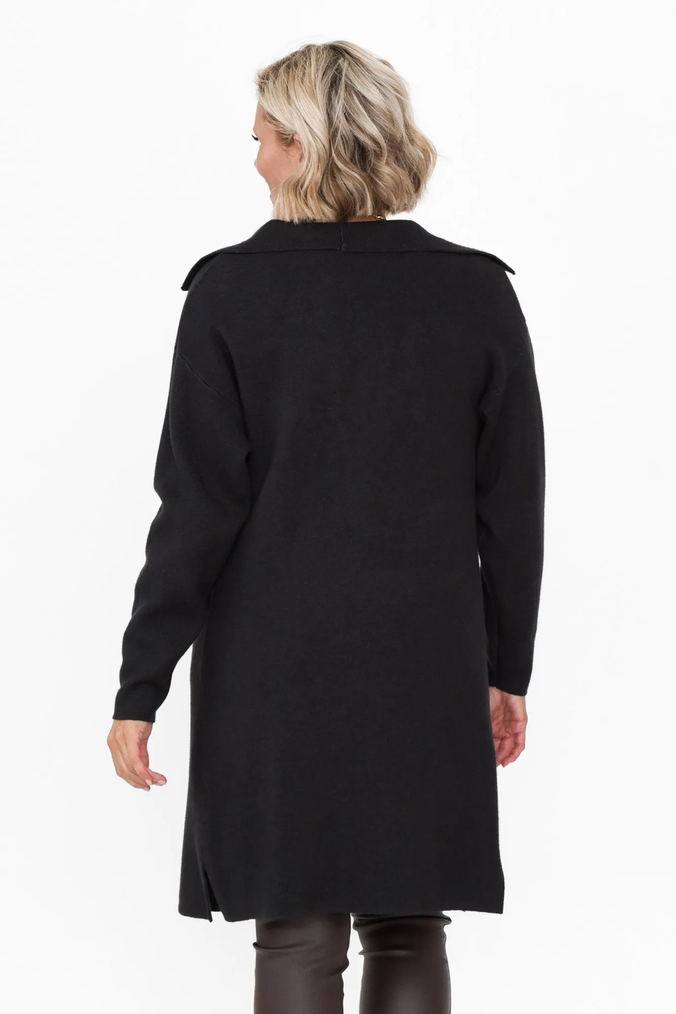 Michele Black Cotton Blend Longline Cardigan sold by Blue Bungalow product image thumbnail 4