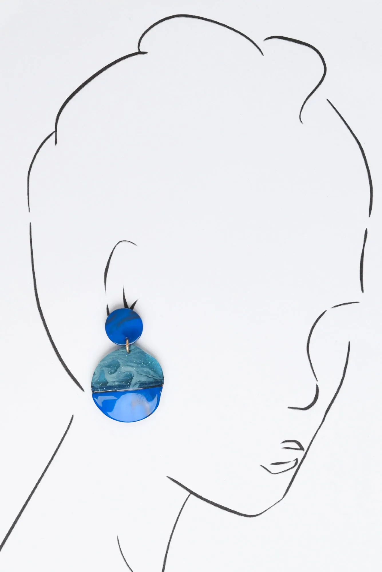Isolde Blue Glitter Circle Earrings sold by Blue Bungalow product image thumbnail 2
