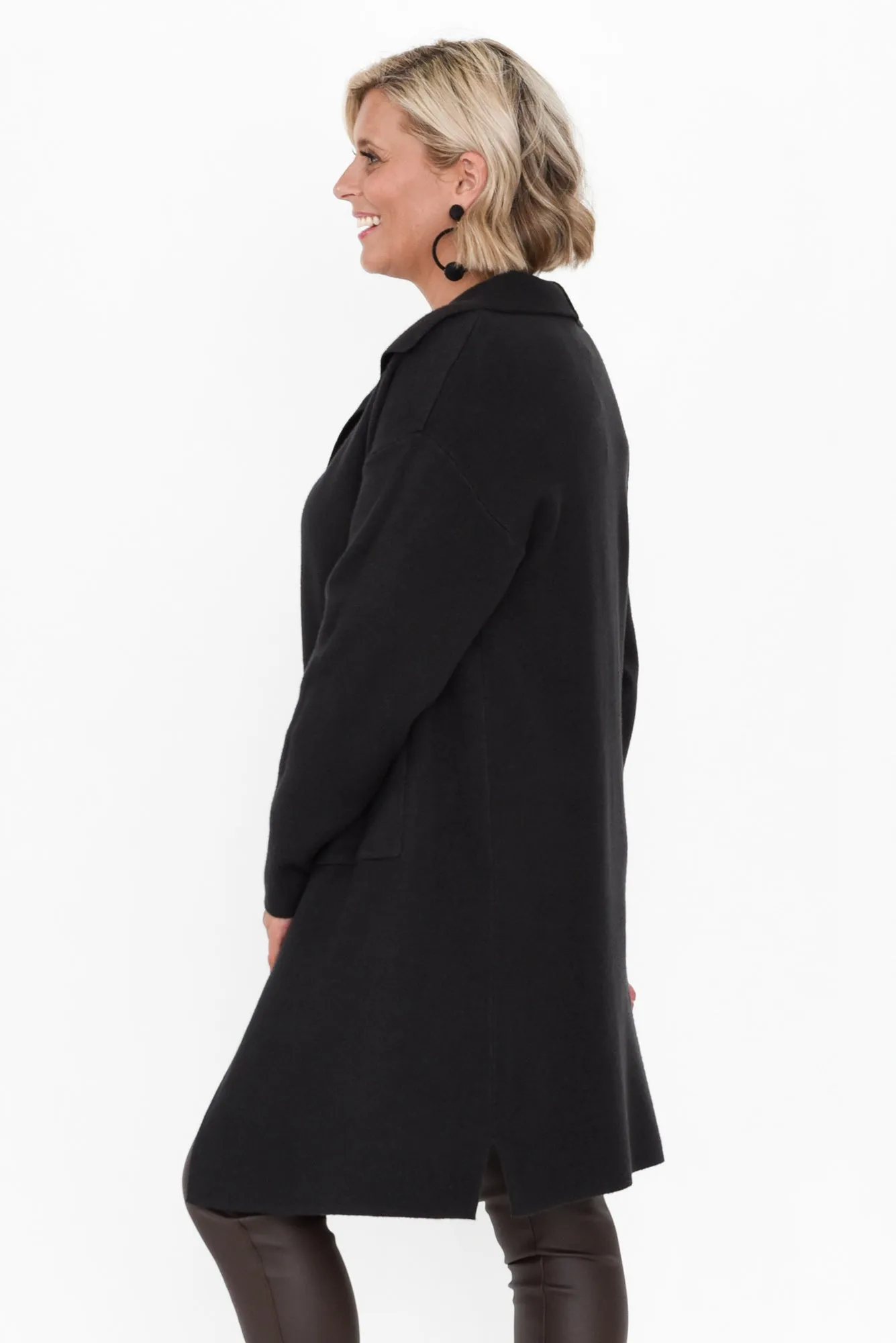 Michele Black Cotton Blend Longline Cardigan sold by Blue Bungalow product image thumbnail 3