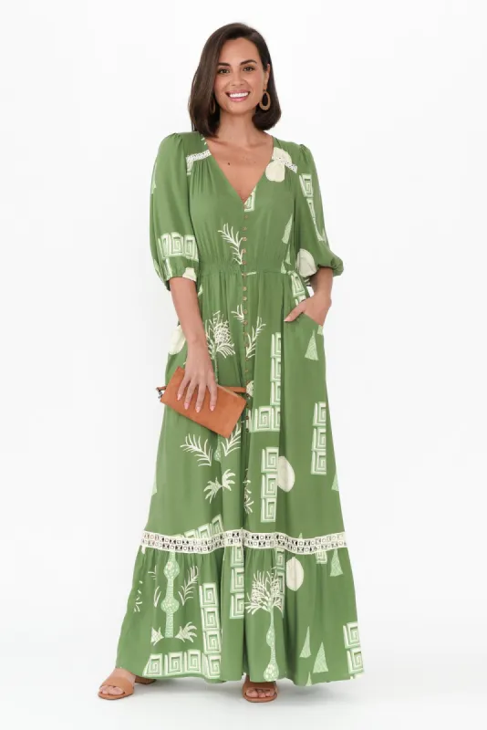 Ensley Green Abstract Button Dress sold by Blue Bungalow