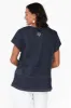 Lindy Navy Linen V Neck Top sold by Blue Bungalow