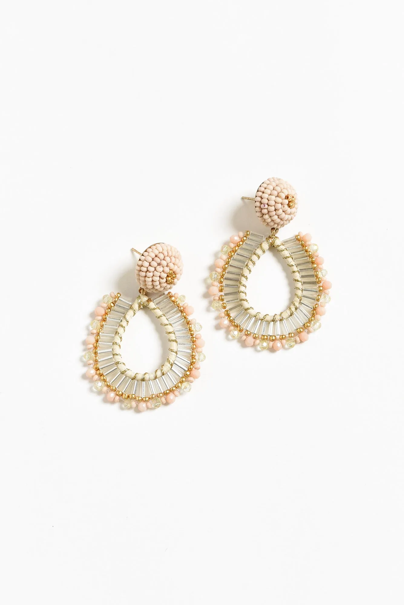 Villani Cream Beaded Drop Earrings sold by Blue Bungalow