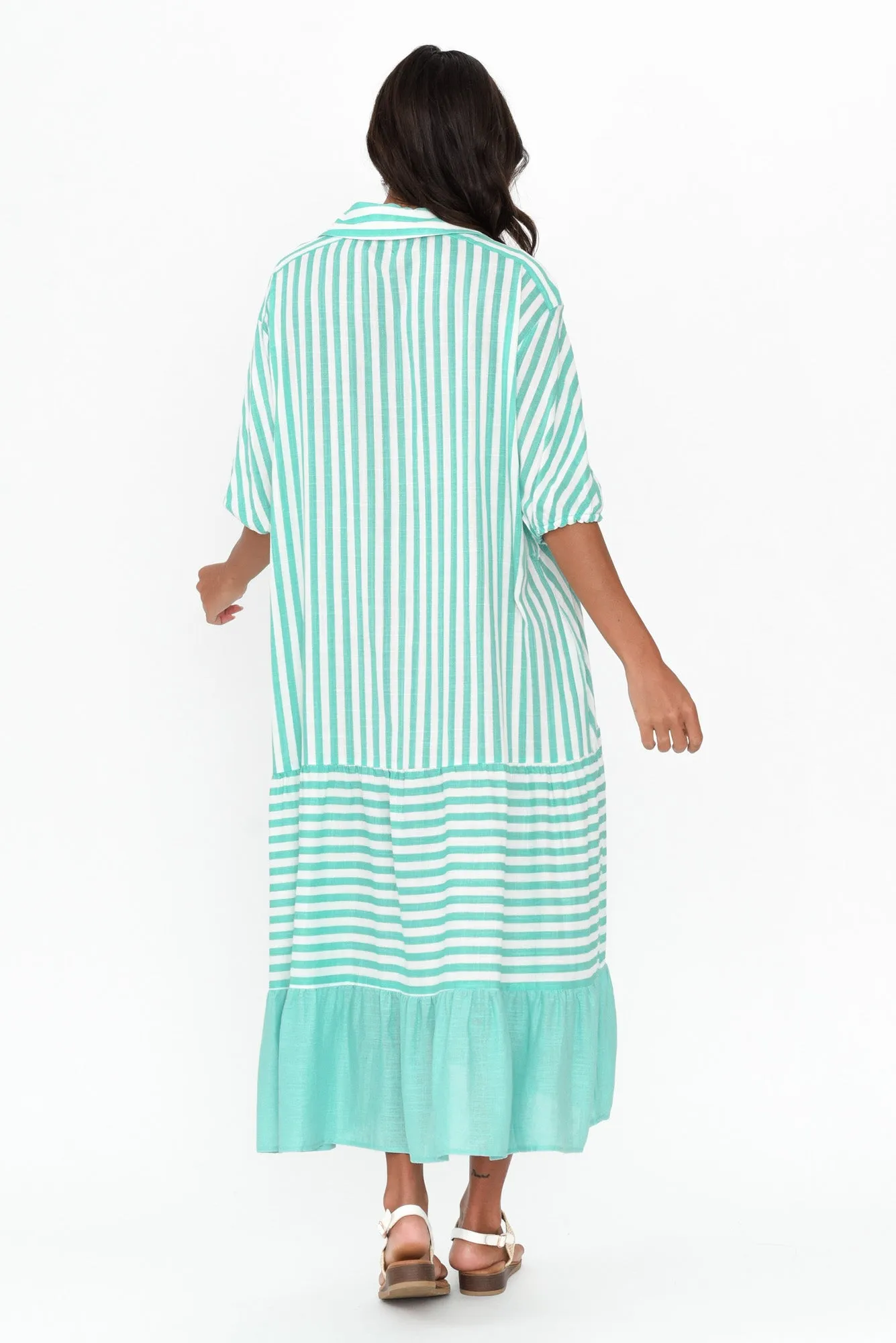 Timon Blue Stripe Cotton Blend Dress sold by Blue Bungalow product image thumbnail 4