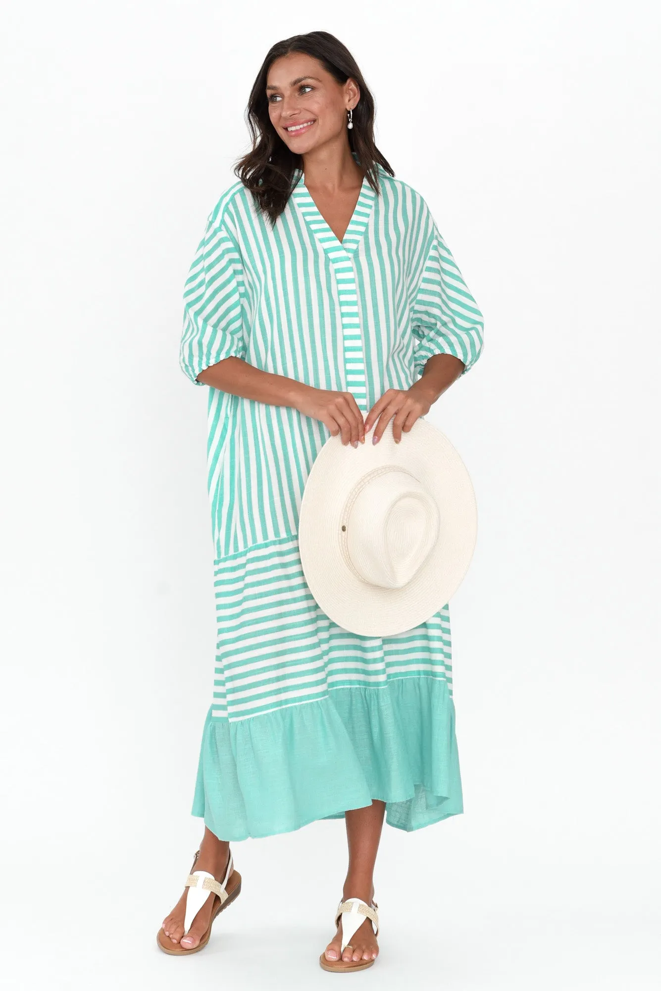 Timon Blue Stripe Cotton Blend Dress sold by Blue Bungalow product image thumbnail 2
