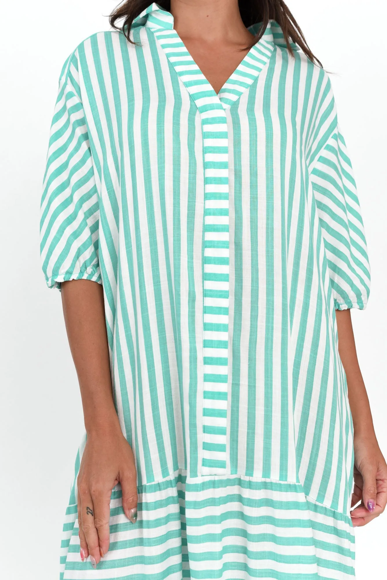 Timon Blue Stripe Cotton Blend Dress sold by Blue Bungalow product image thumbnail 5