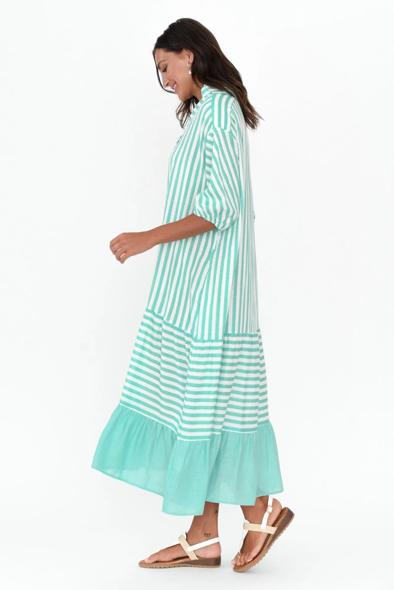 Timon Blue Stripe Cotton Blend Dress sold by Blue Bungalow product image thumbnail 3