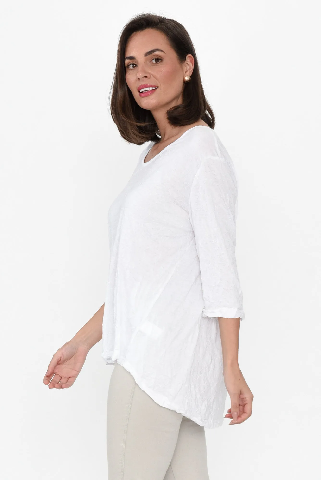 Julita White Crinkle Cotton Top sold by Blue Bungalow product image thumbnail 4