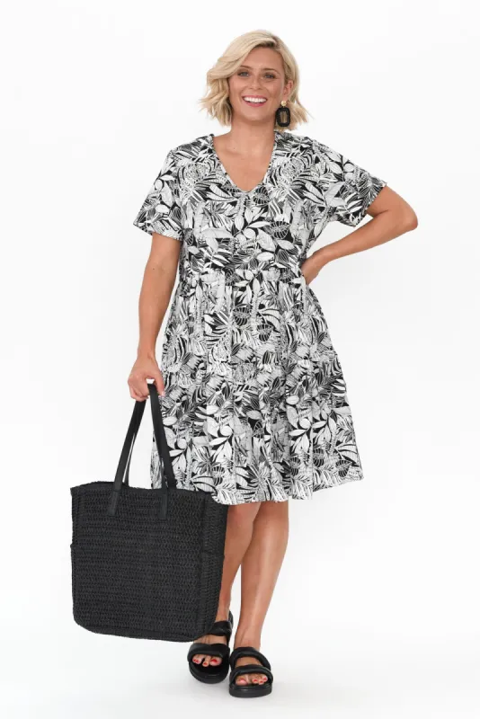 Kienna Black Jungle Cotton Poplin Dress sold by Blue Bungalow