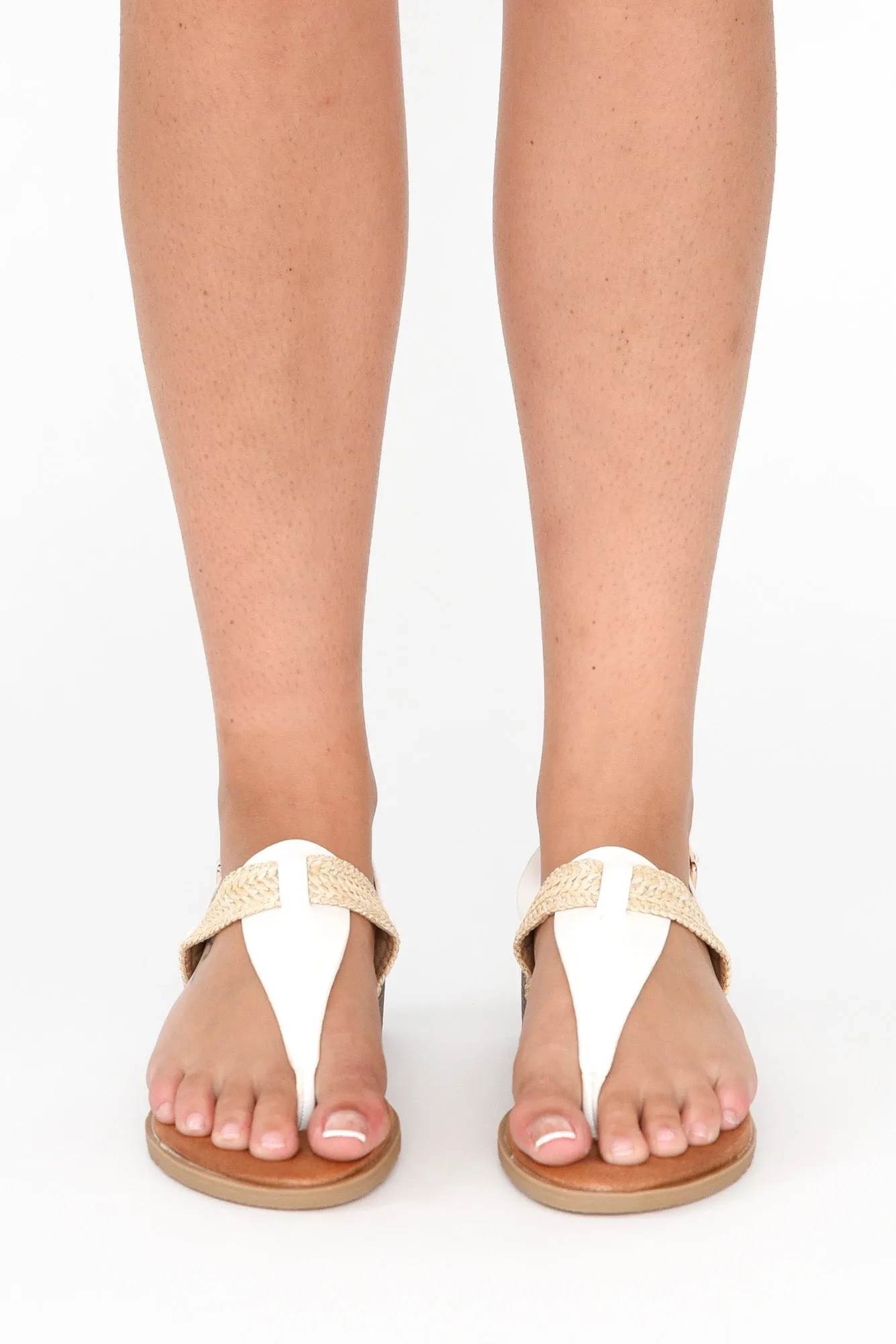Fawa White Raffia Sandal sold by Blue Bungalow