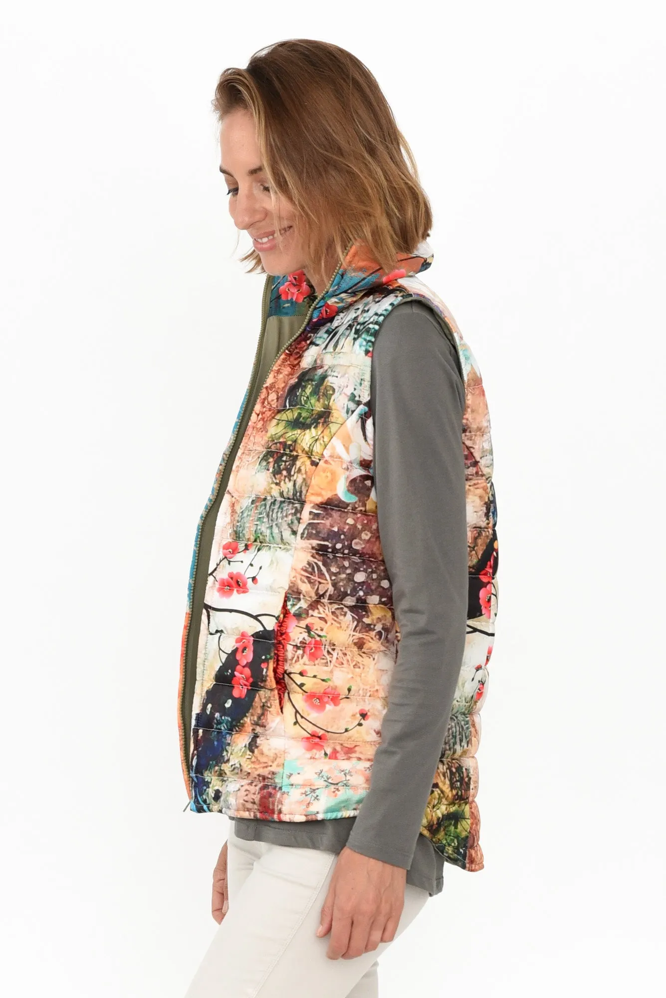 Adwin Orange Abstract Puffer Vest sold by Blue Bungalow product image thumbnail 3