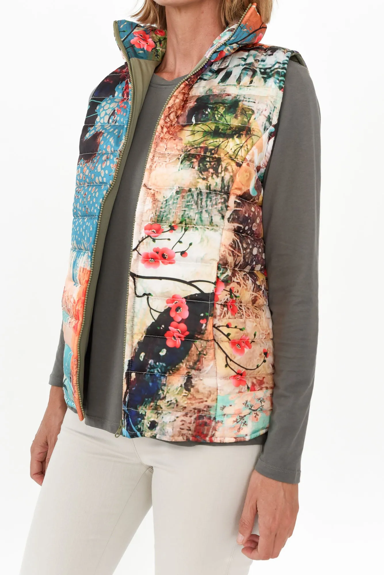 Adwin Orange Abstract Puffer Vest sold by Blue Bungalow product image thumbnail 5