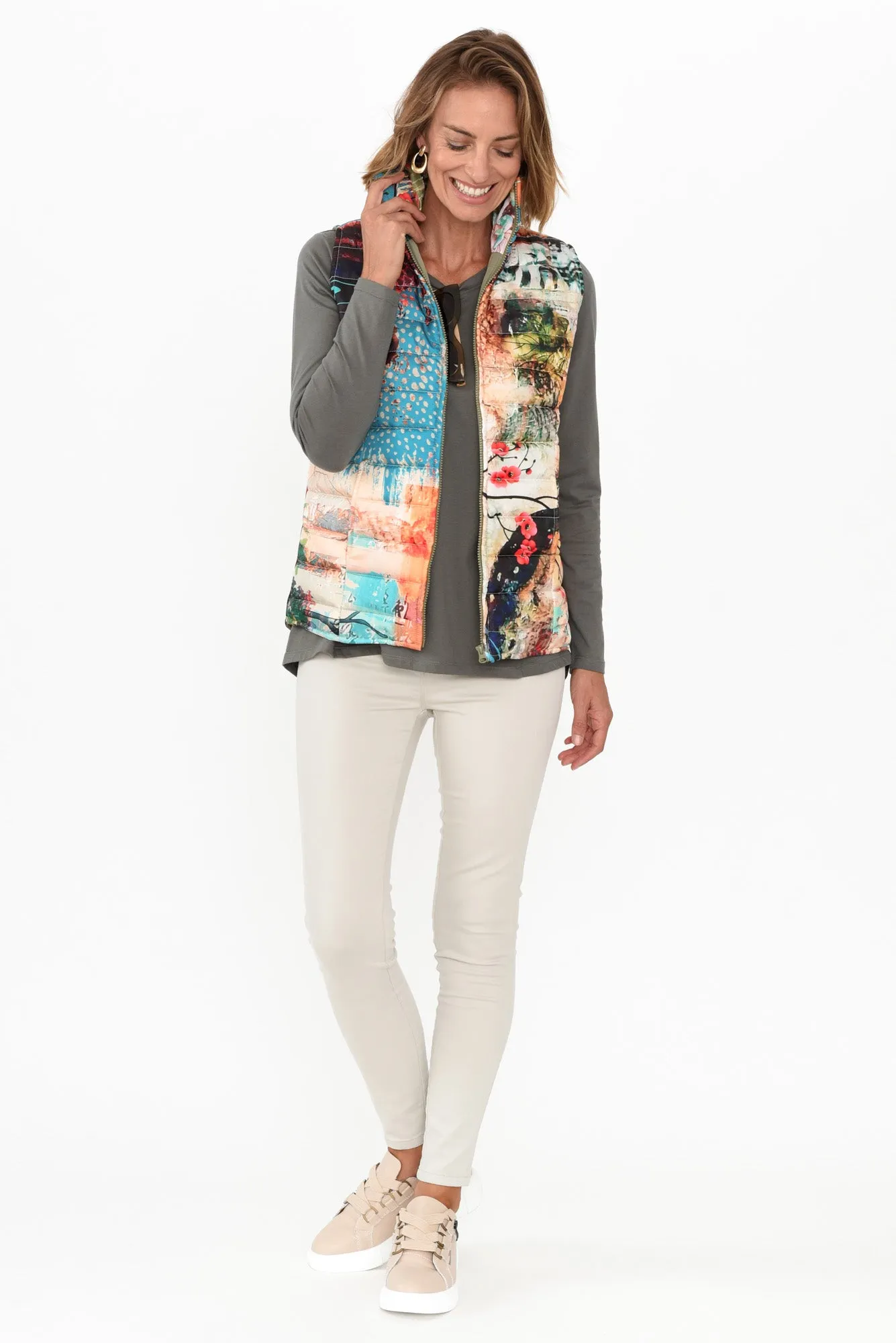 Adwin Orange Abstract Puffer Vest sold by Blue Bungalow product image thumbnail 2