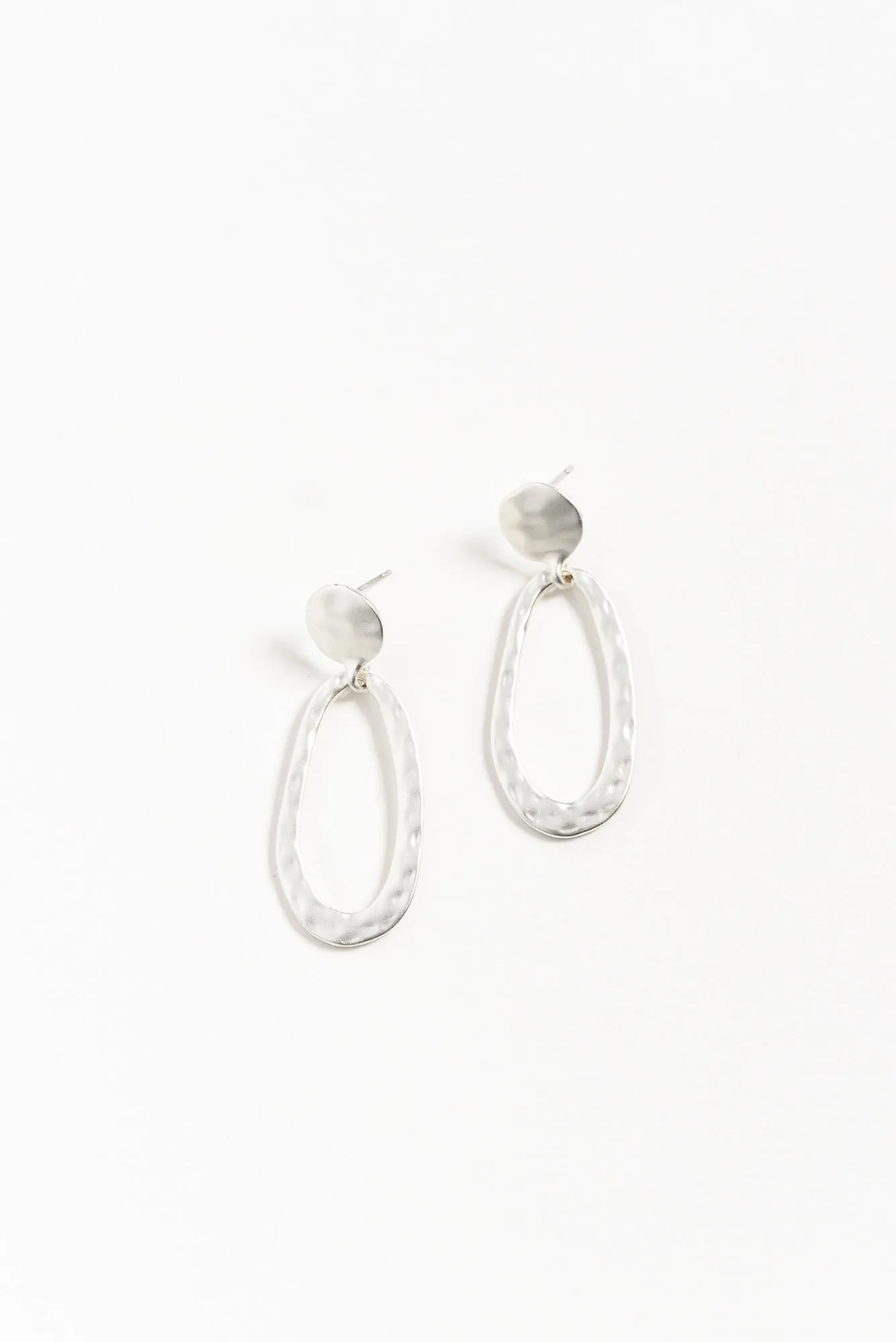 Tulla Silver Oval Drop Earrings sold by Blue Bungalow