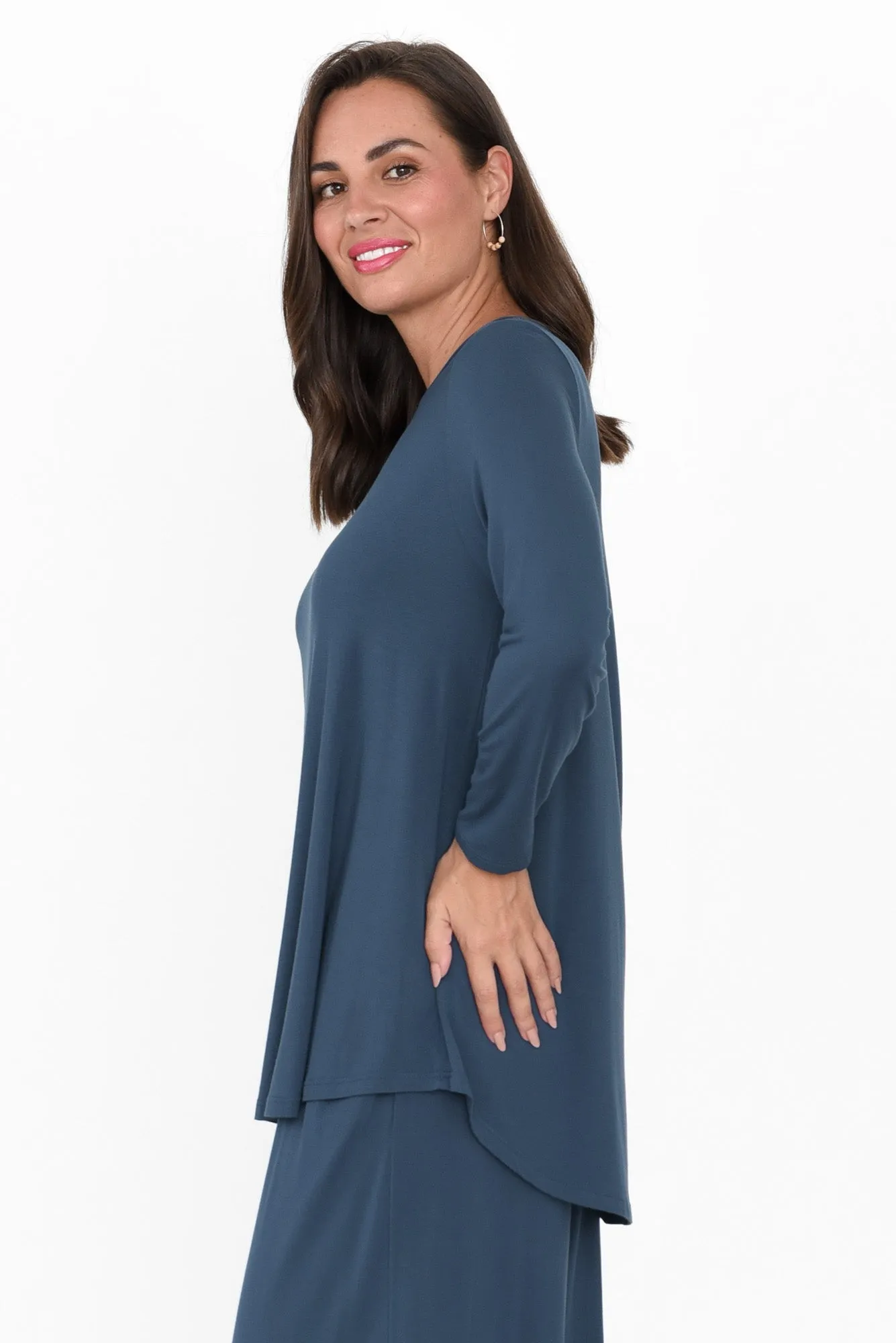 Carla Deep Blue Micro Modal Top sold by Blue Bungalow product image thumbnail 3