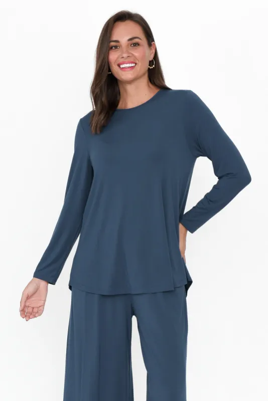 Carla Deep Blue Micro Modal Top sold by Blue Bungalow