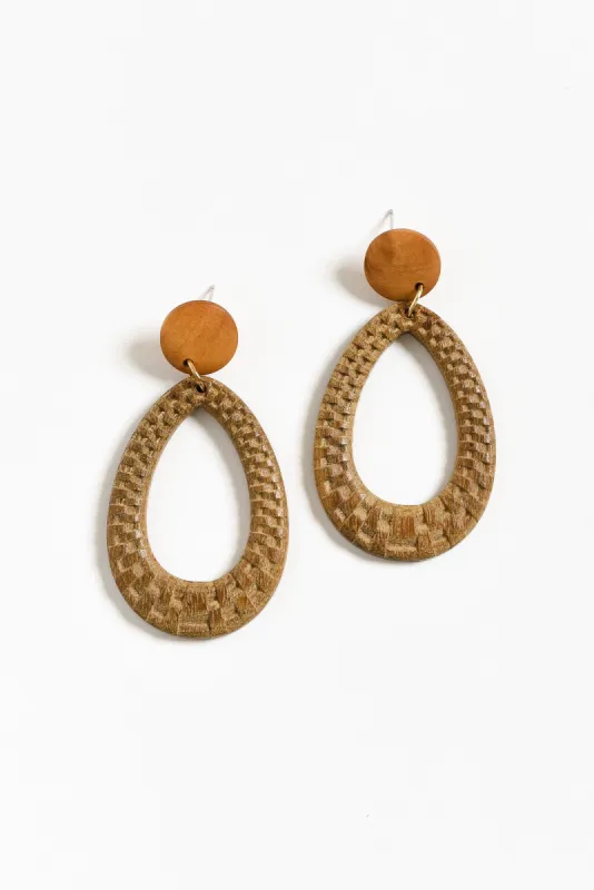 Maho Brown Teardrop Pendant Earrings sold by Blue Bungalow