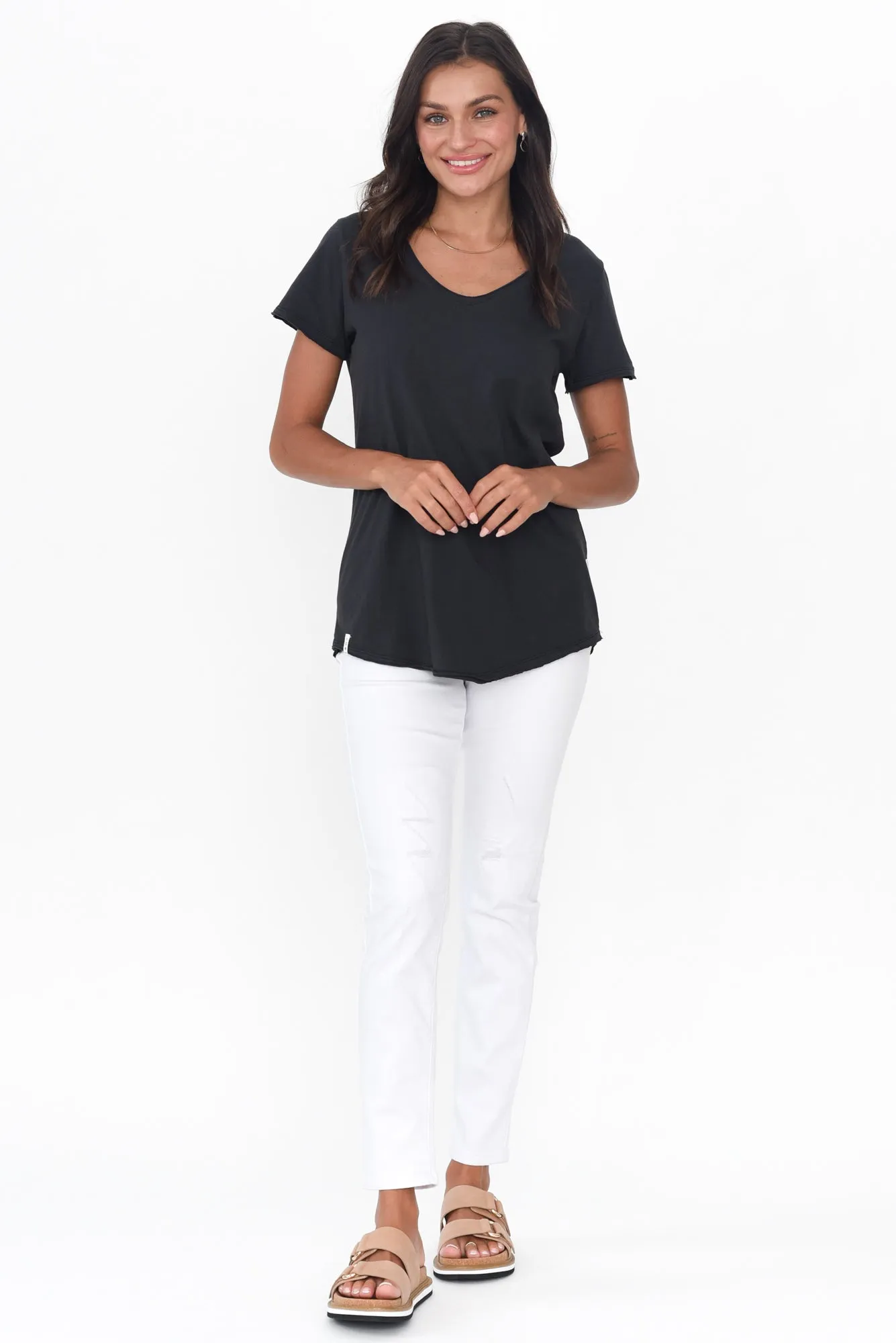 Washed Black Cotton Fundamental Vee Tee sold by Blue Bungalow product image thumbnail 2