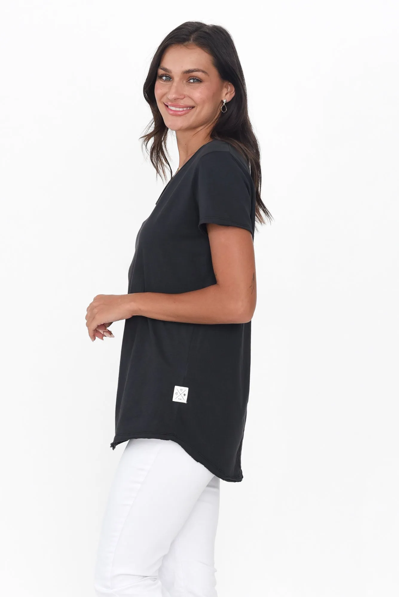 Washed Black Cotton Fundamental Vee Tee sold by Blue Bungalow product image thumbnail 3