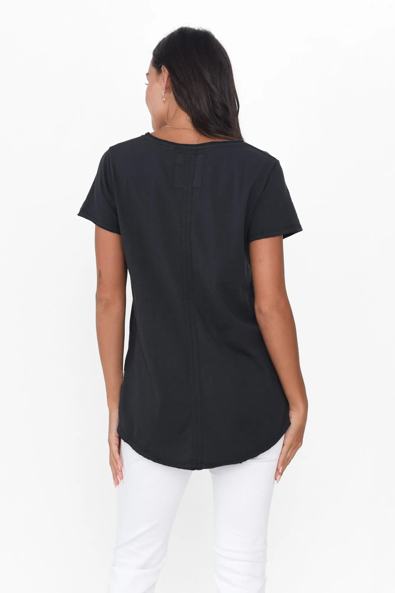 Washed Black Cotton Fundamental Vee Tee sold by Blue Bungalow product image thumbnail 4