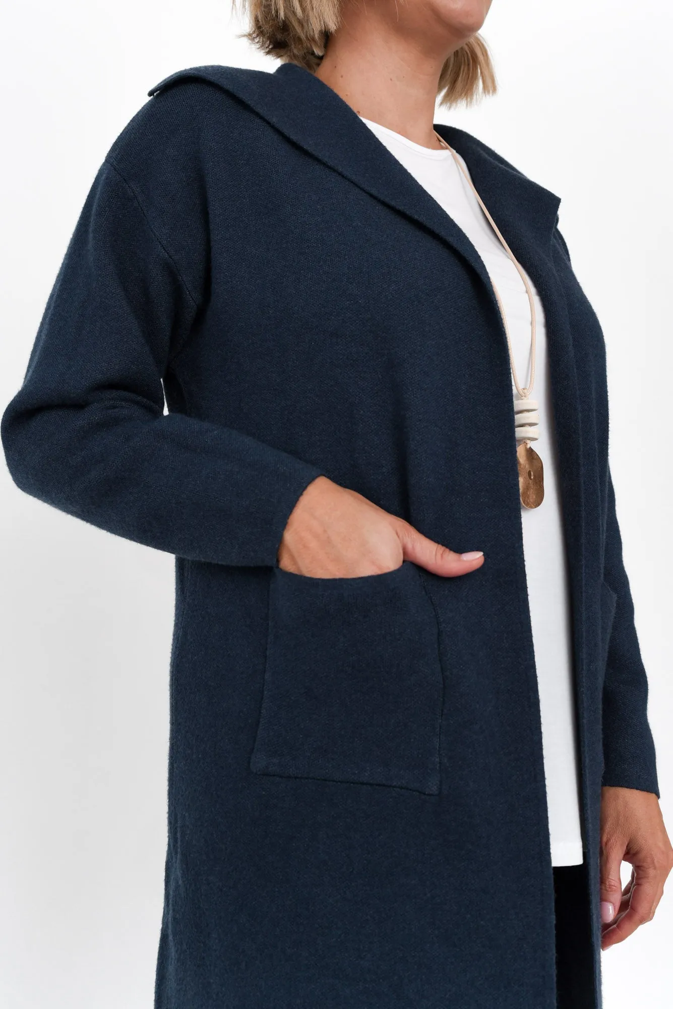 Michele Navy Cotton Blend Longline Cardigan sold by Blue Bungalow product image thumbnail 5
