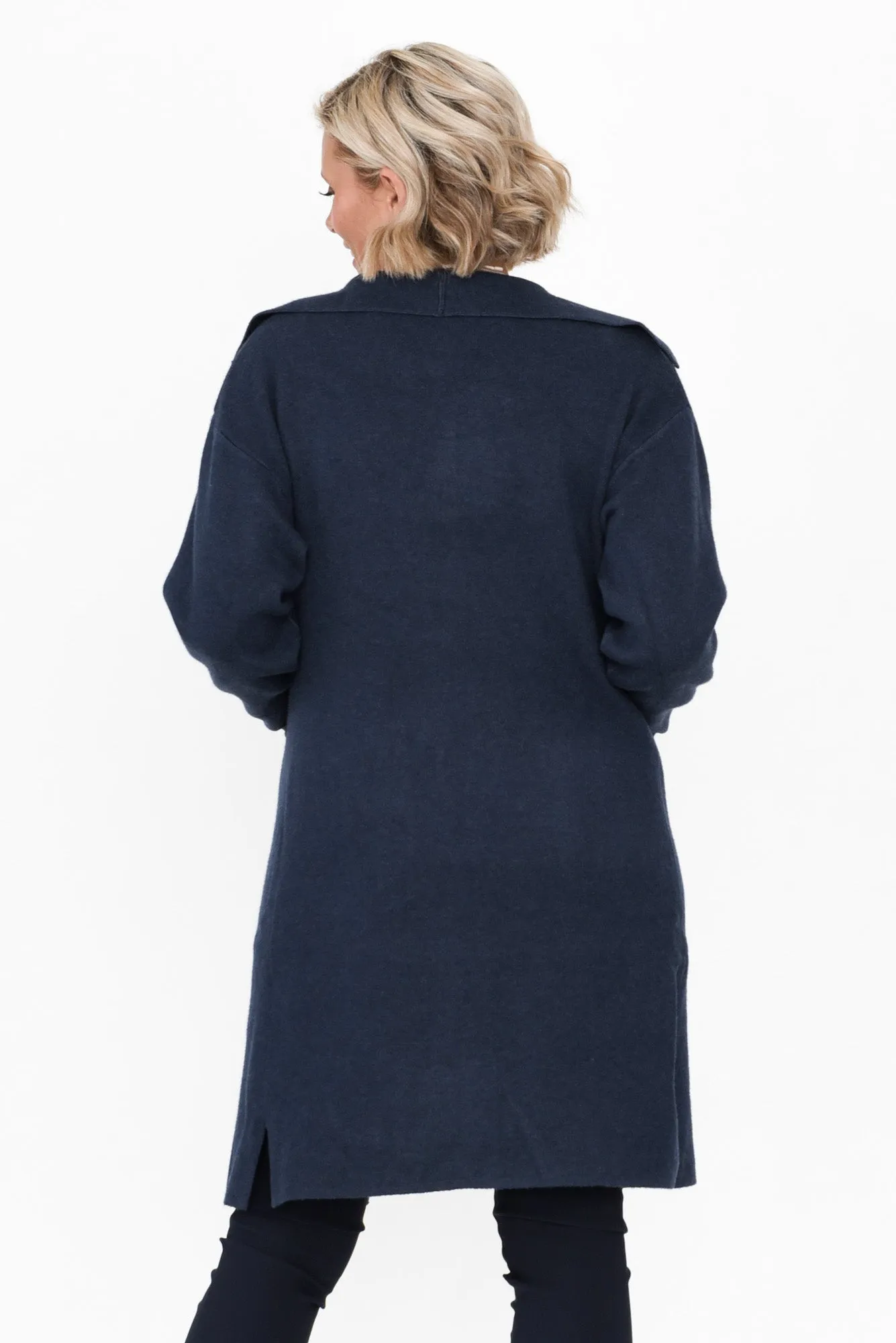 Michele Navy Cotton Blend Longline Cardigan sold by Blue Bungalow product image thumbnail 4