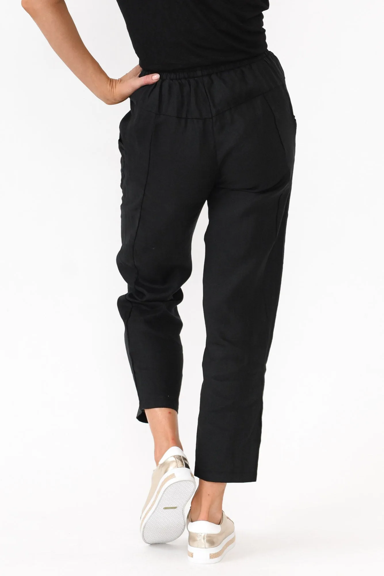 Hardy Black Linen Drawstring Pants sold by Blue Bungalow product image thumbnail 5