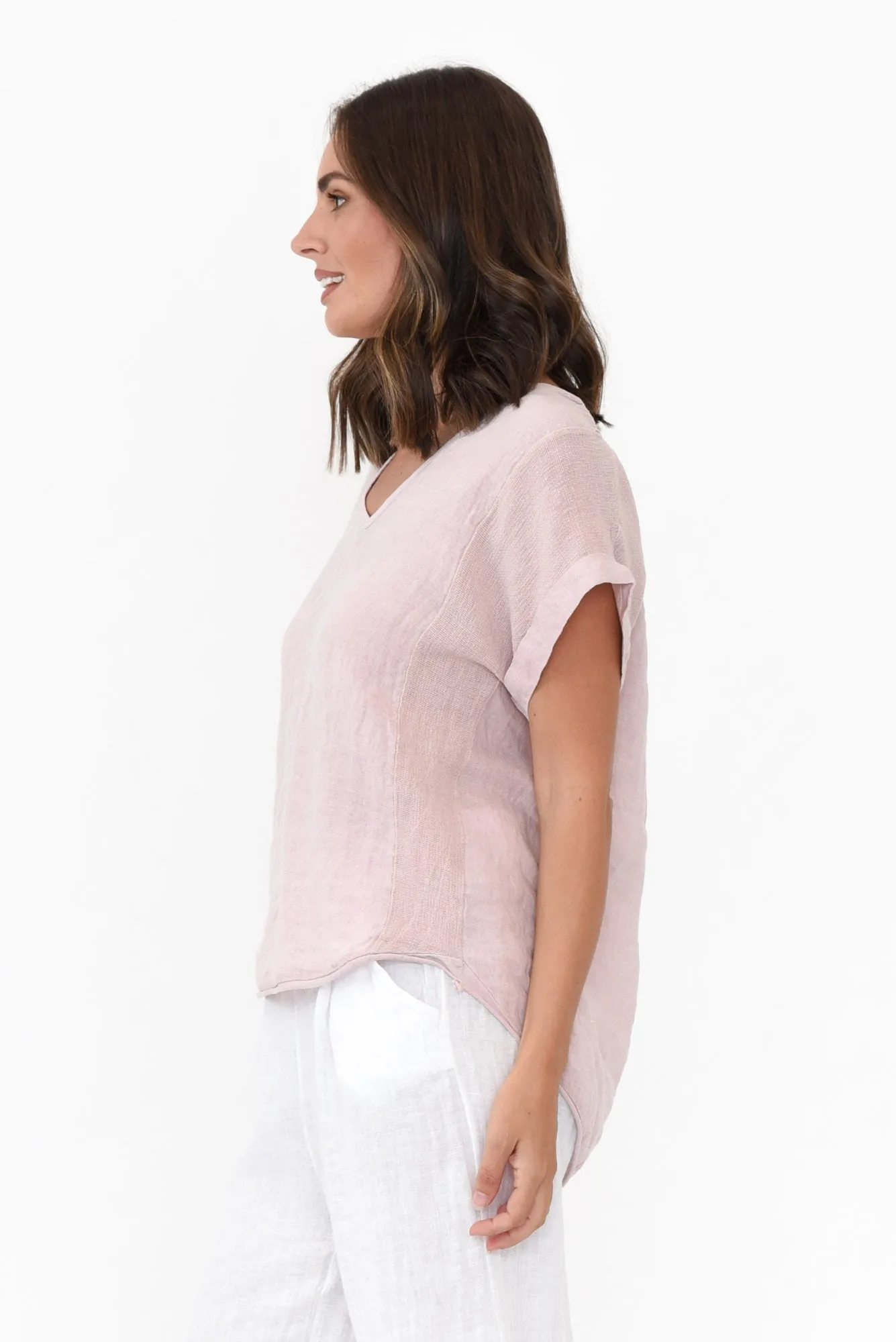Dorian Pink Linen Cotton Top sold by Blue Bungalow product image thumbnail 3